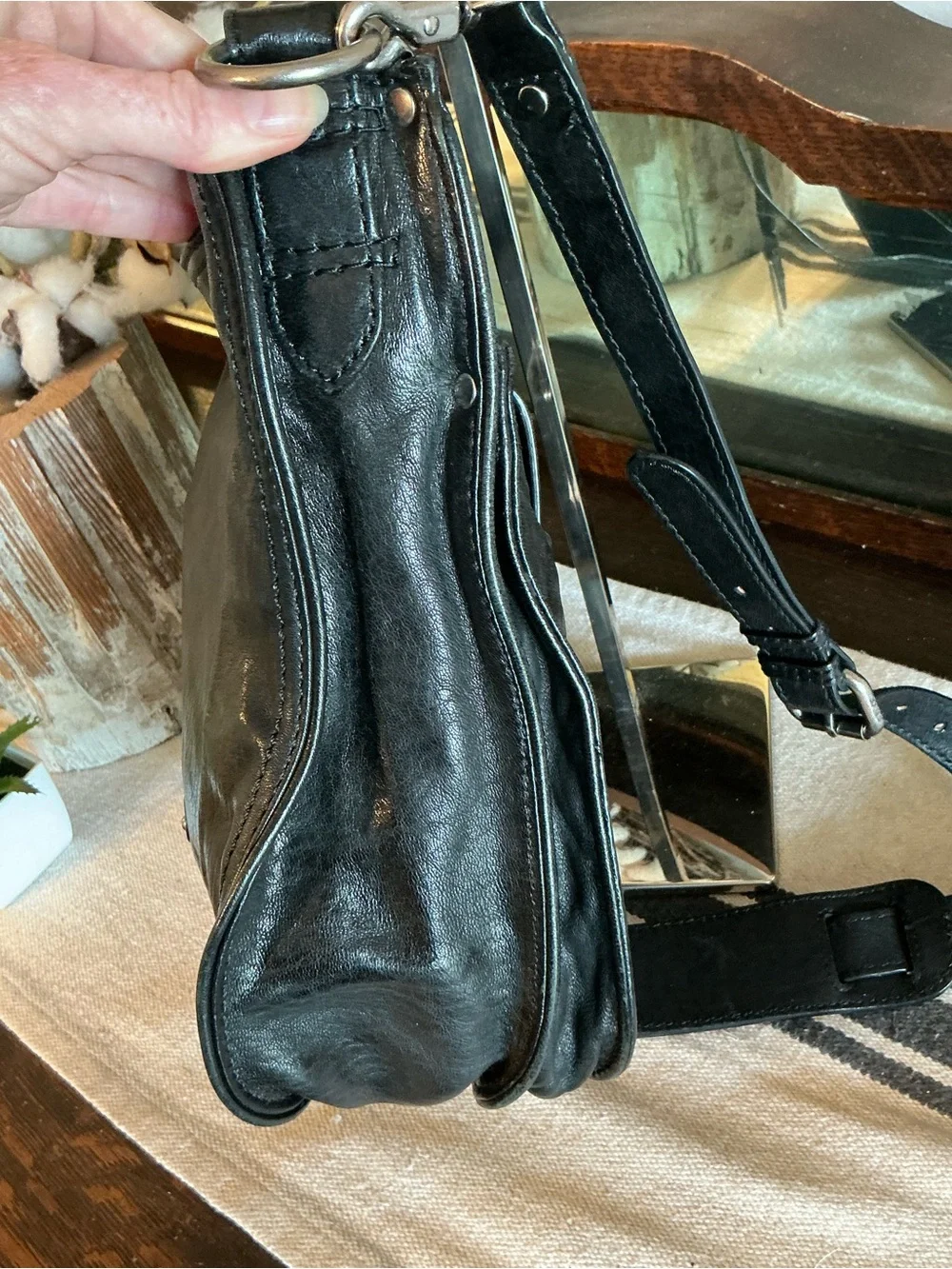 Frye Cameron Leather Crossbody Bag Black Includes Hangtag Retail $438